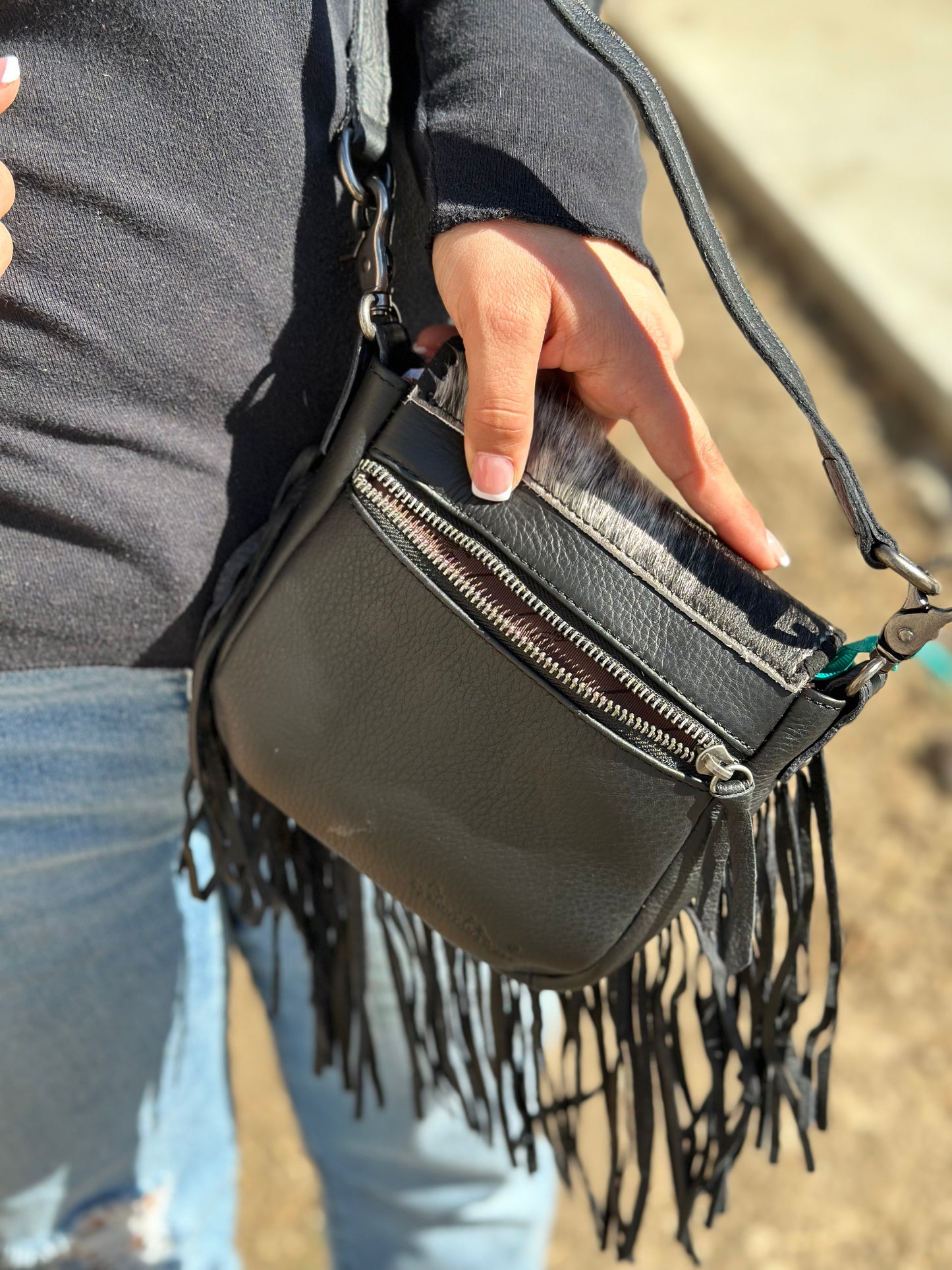 Montana West Cowhide Fringe Crossbody