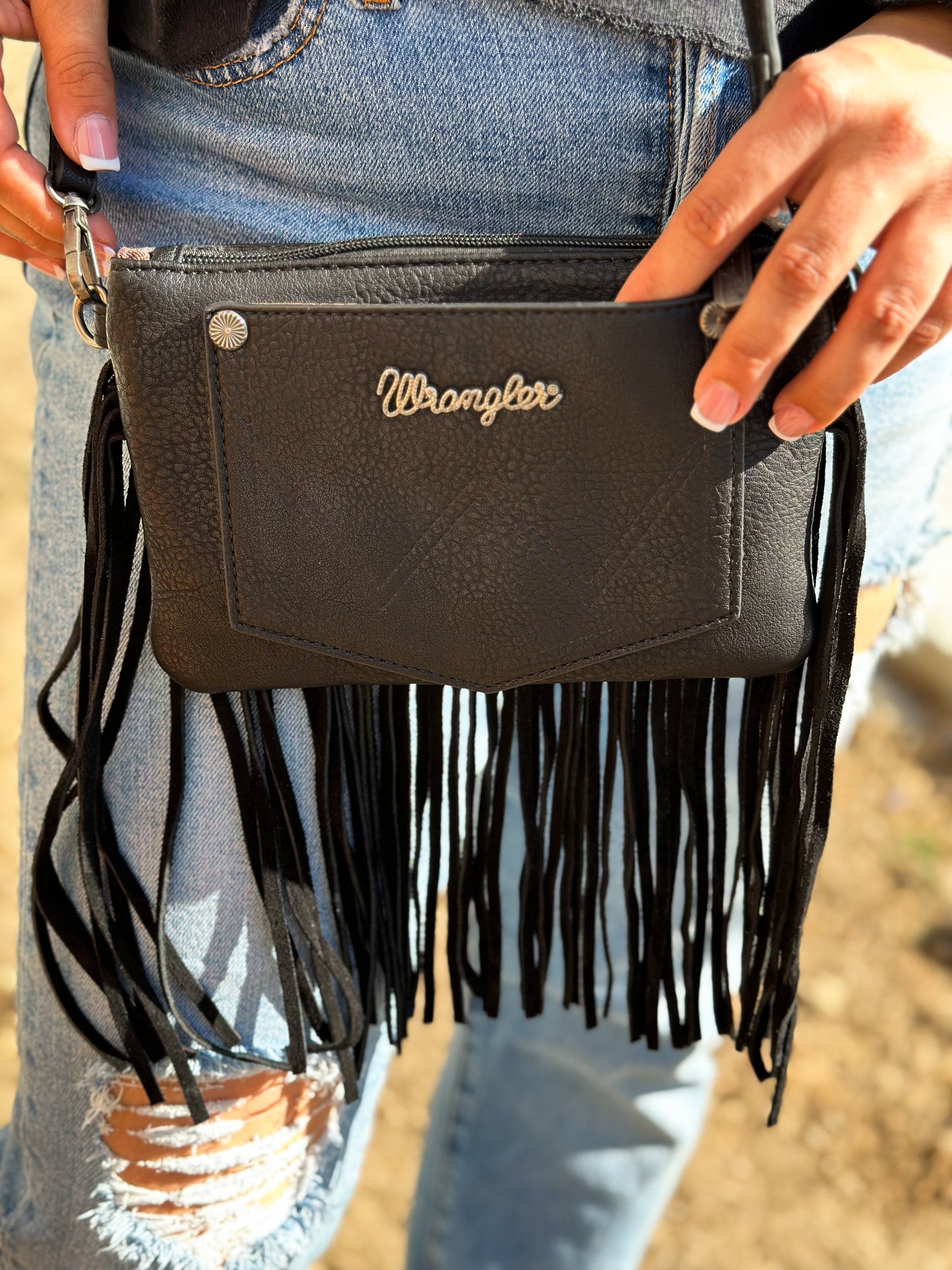 Wrangler Black Tooled Crossbody
