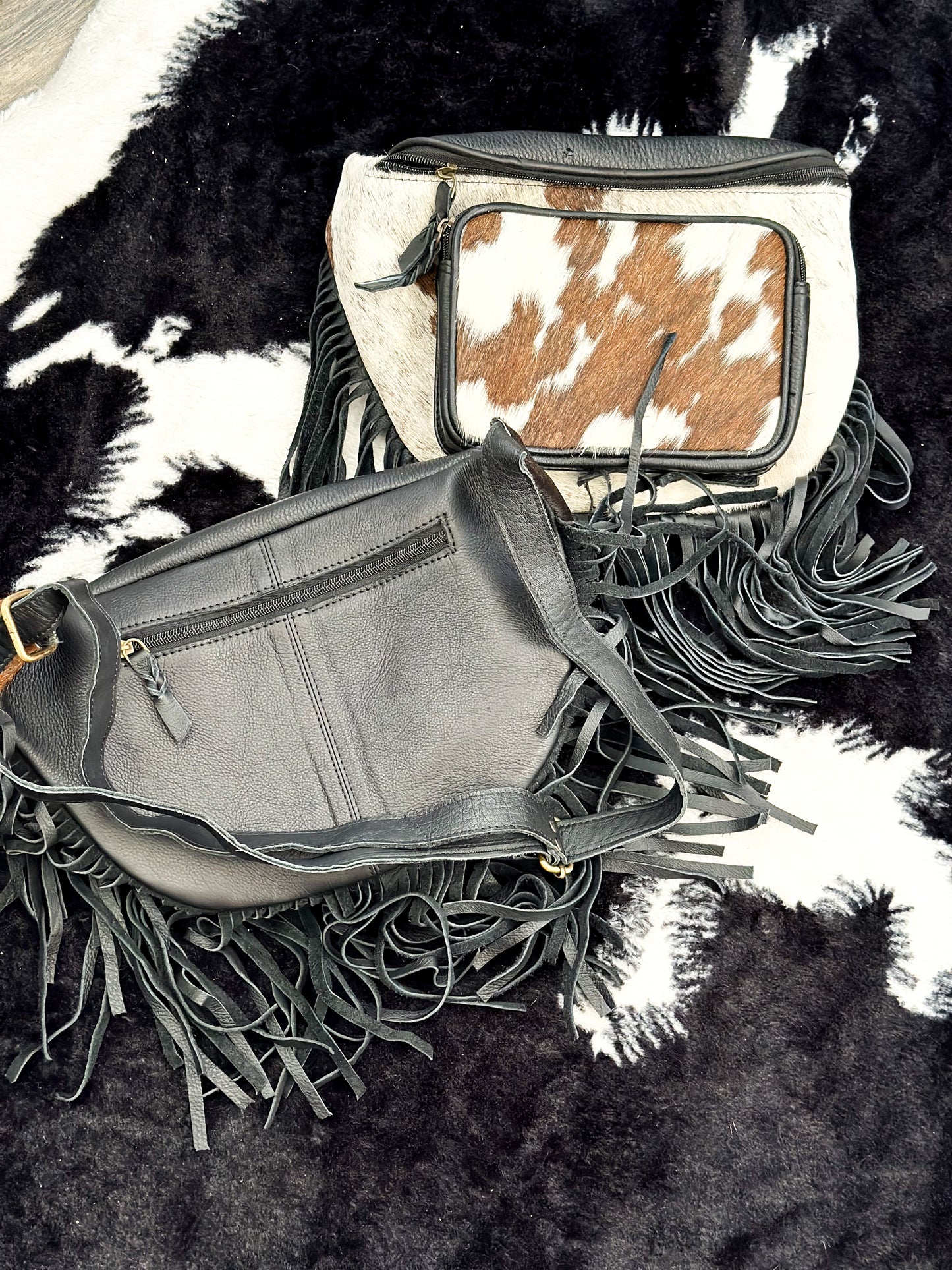 Cowhide Bum Bag with Fringe