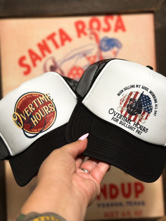 Overtime Hours Oliver Anthony Trucker Hats