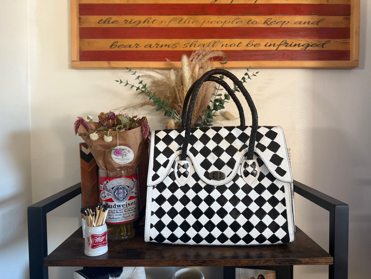 Checker Tote with strap