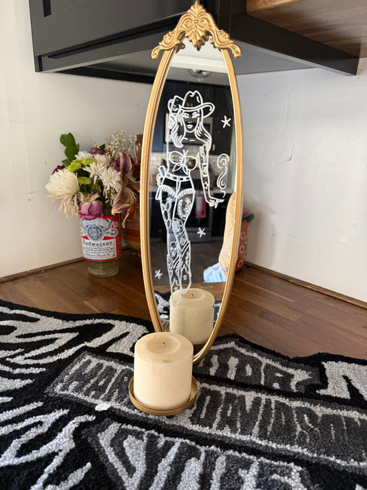 Giddy Up Etched Mirror