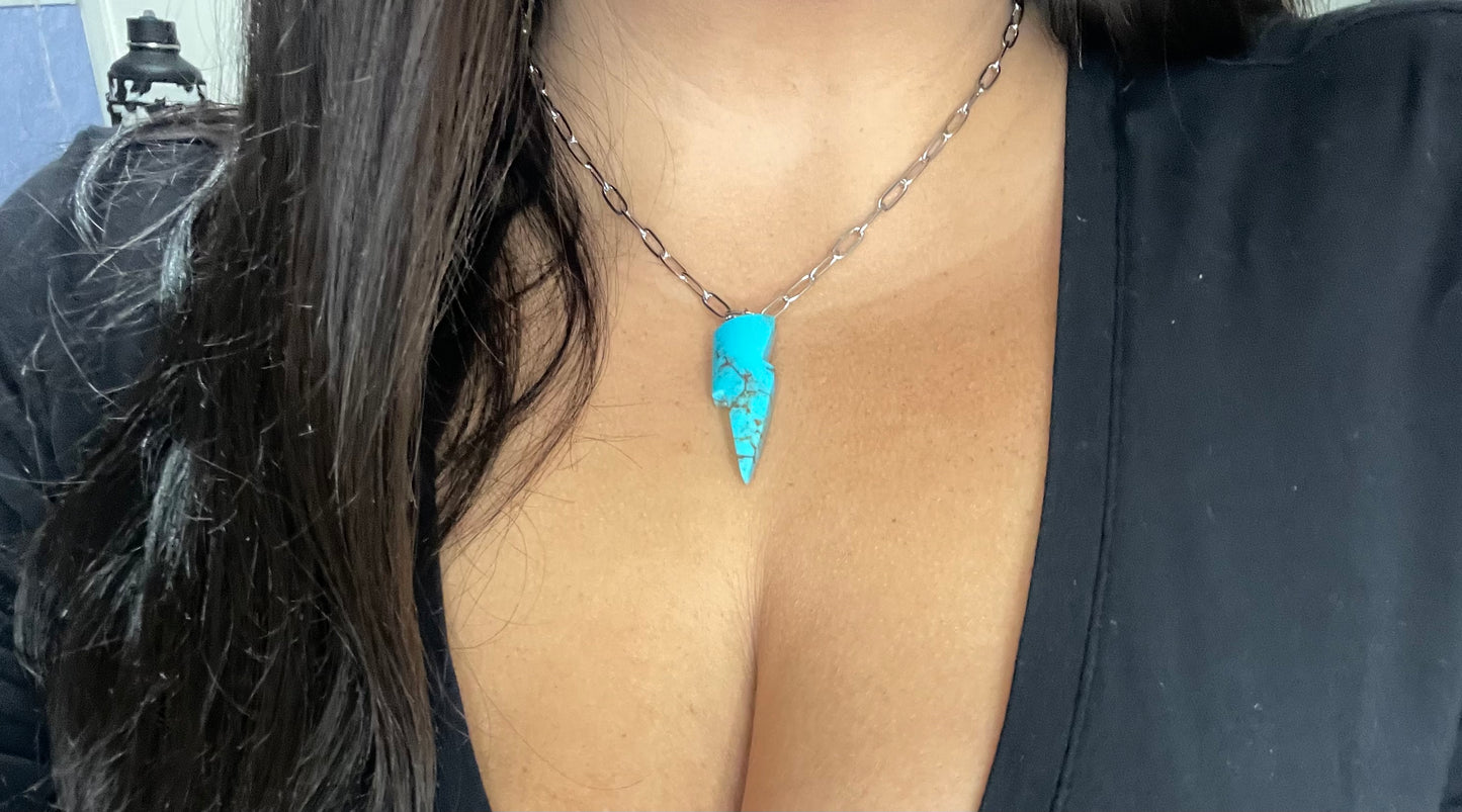 Genuine Turquoise Bolt Necklace