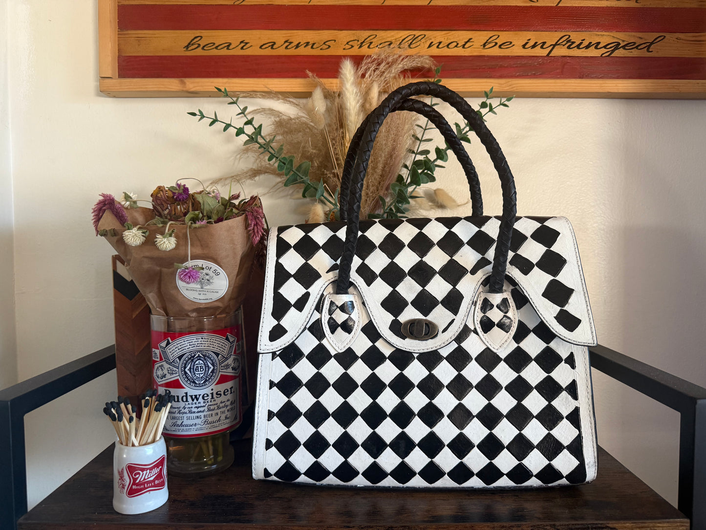 Checker Tote with strap