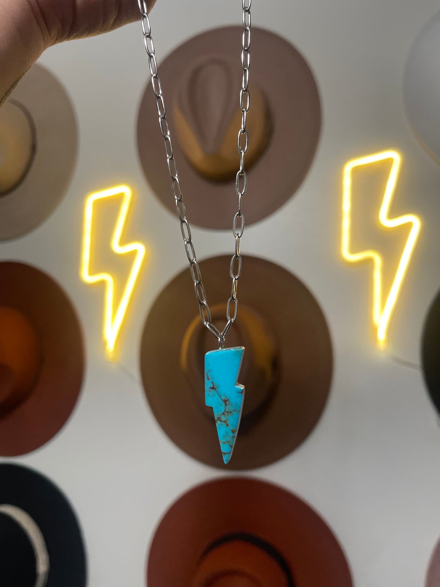 Genuine Turquoise Bolt Necklace