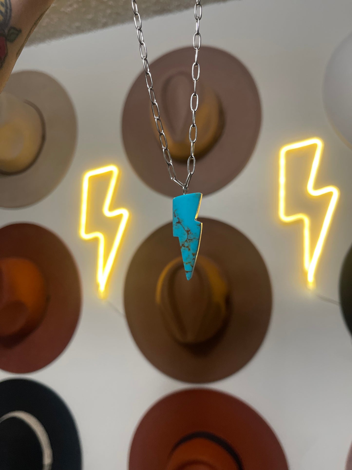 Genuine Turquoise Bolt Necklace