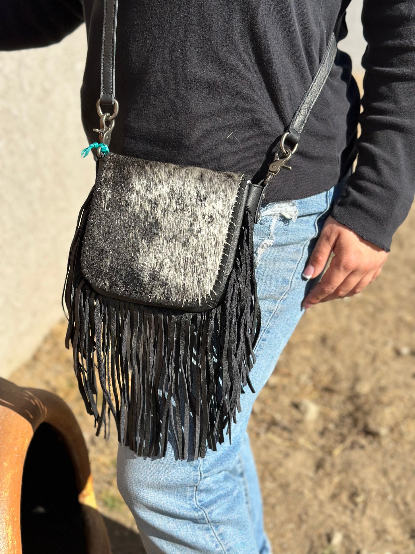 Montana West Cowhide Fringe Crossbody