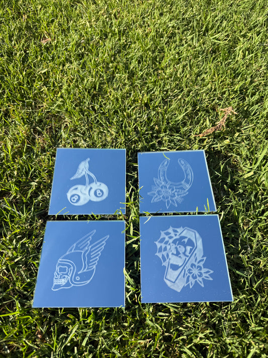 Set of 4 Etched Coasters