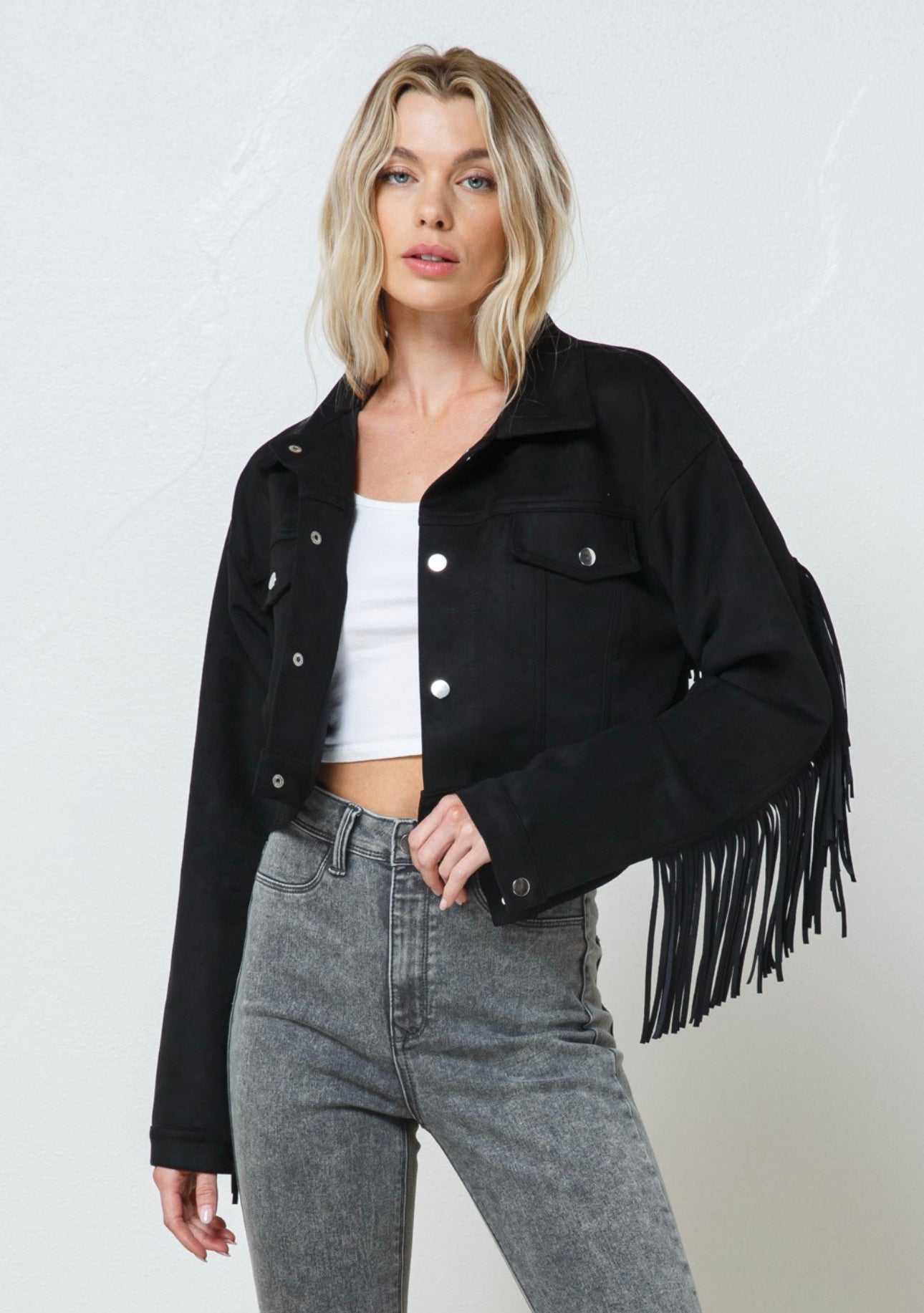 Black Suede Fringe Jacket