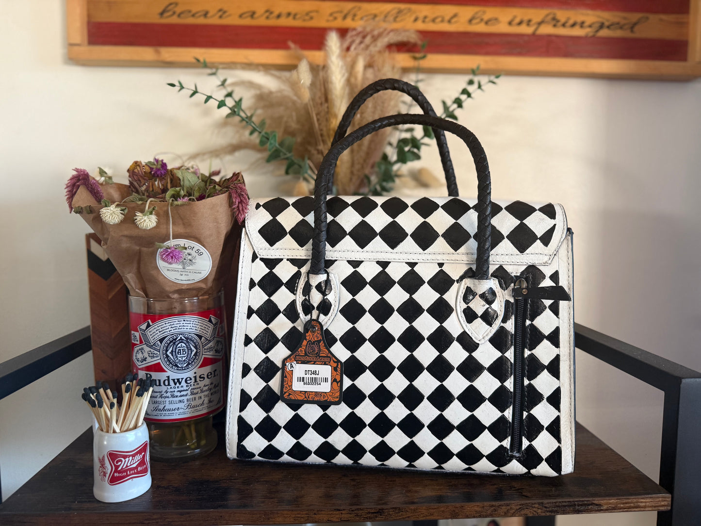 Checker Tote with strap