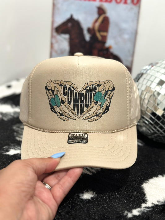 Cowboys Skull Heart Trucker Hat