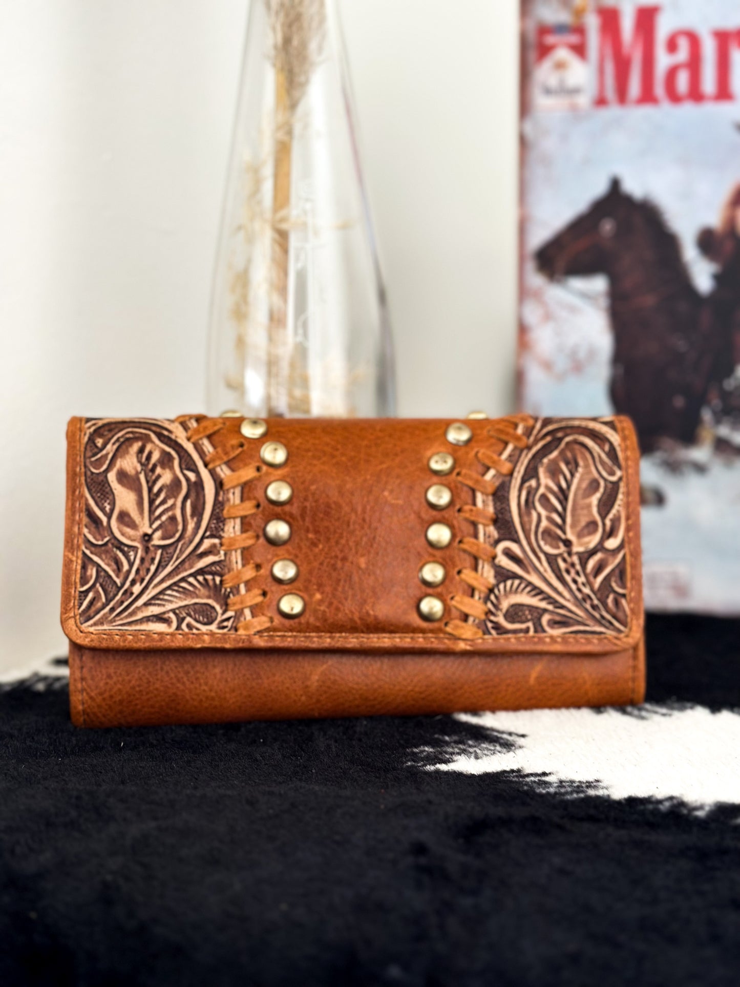 Josephine Leather Studded Purse & Wallet Combo