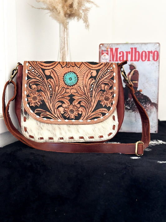 Daisy Cowhide Crossbody