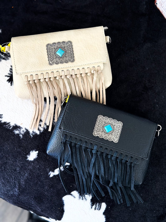 Wrangler Concho Fringe Crossbody Purse