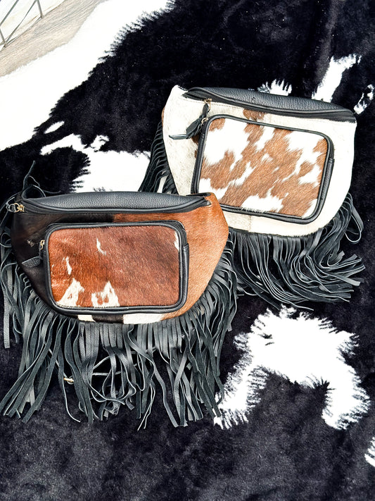 Cowhide Bum Bag with Fringe