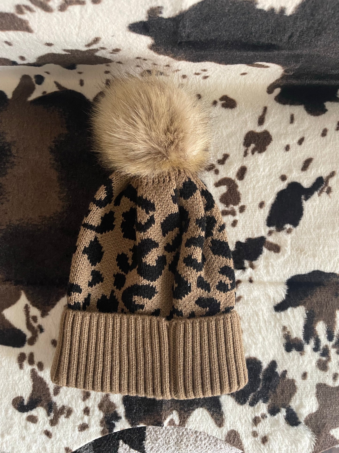 Leopard Pom Beanie