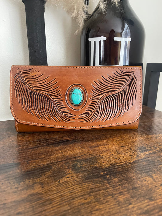 Feathered Indian Trifold Wallet