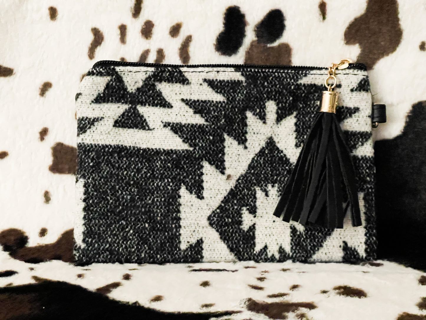 Medium Black Aztec Wristlet