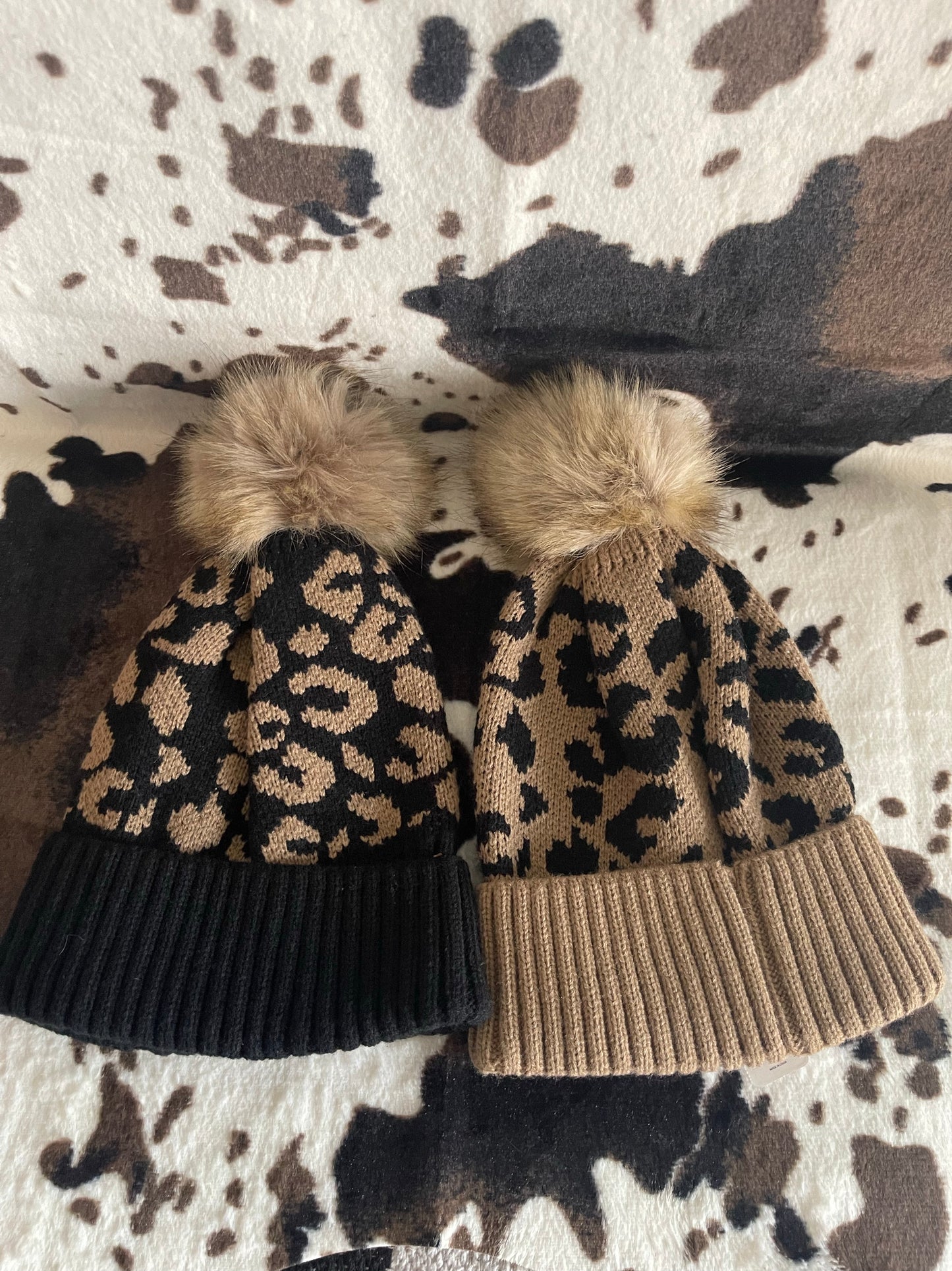 Leopard Pom Beanie