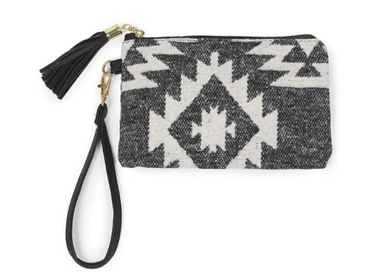 Medium Black Aztec Wristlet