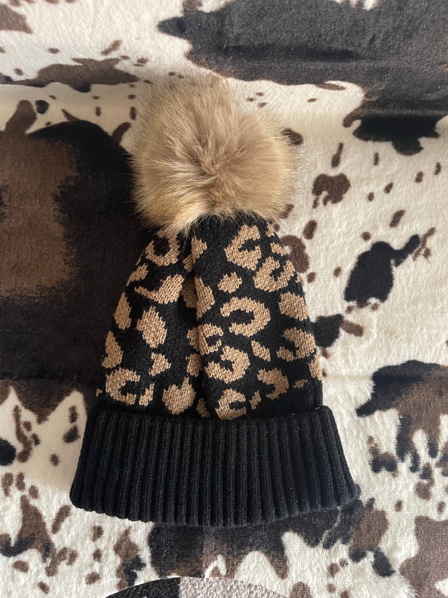 Leopard Pom Beanie